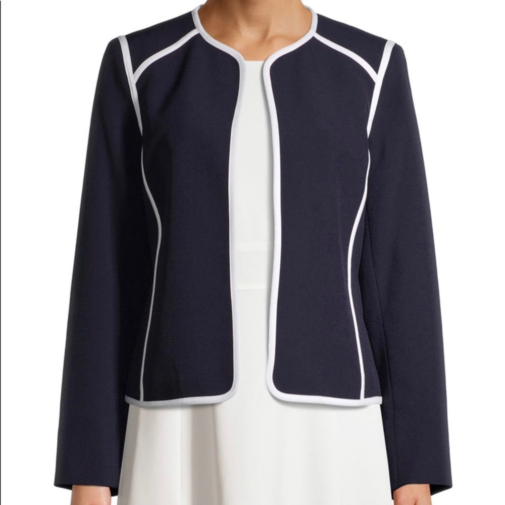 Jones New York Black with White Trim Jacket Size 6